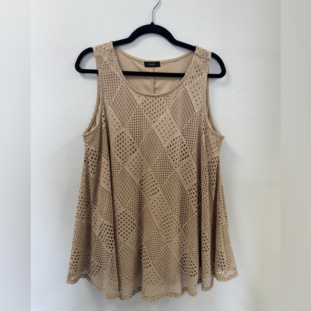 Cocomo Tan Crochet Tank Top